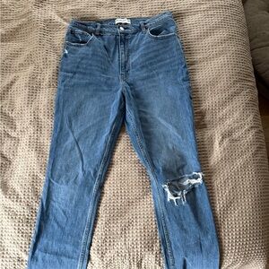 Abercrombie & Fitch Blue Straight Leg Jeans with Knee Rip